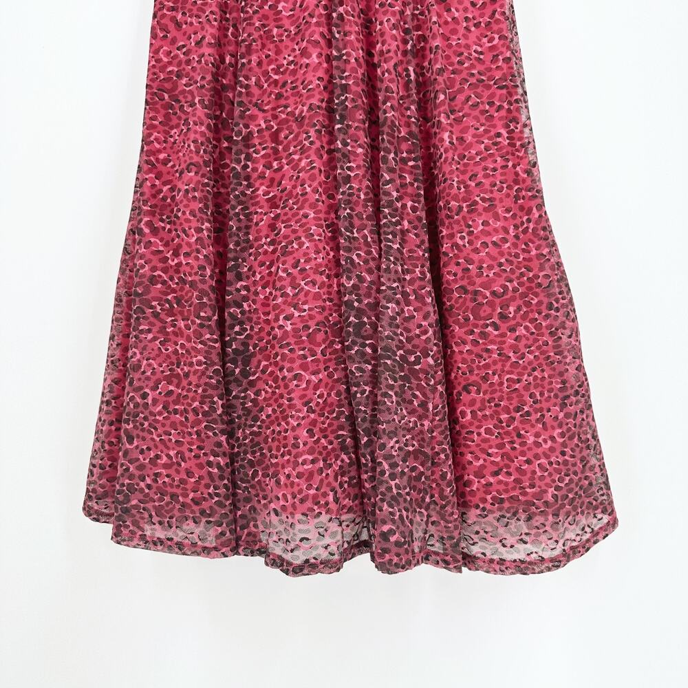 Betsey Johnson X Torrid Pink Tulle Leopard Midi Dress Size 16 Punk Grunge Alt - Picture 3 of 11